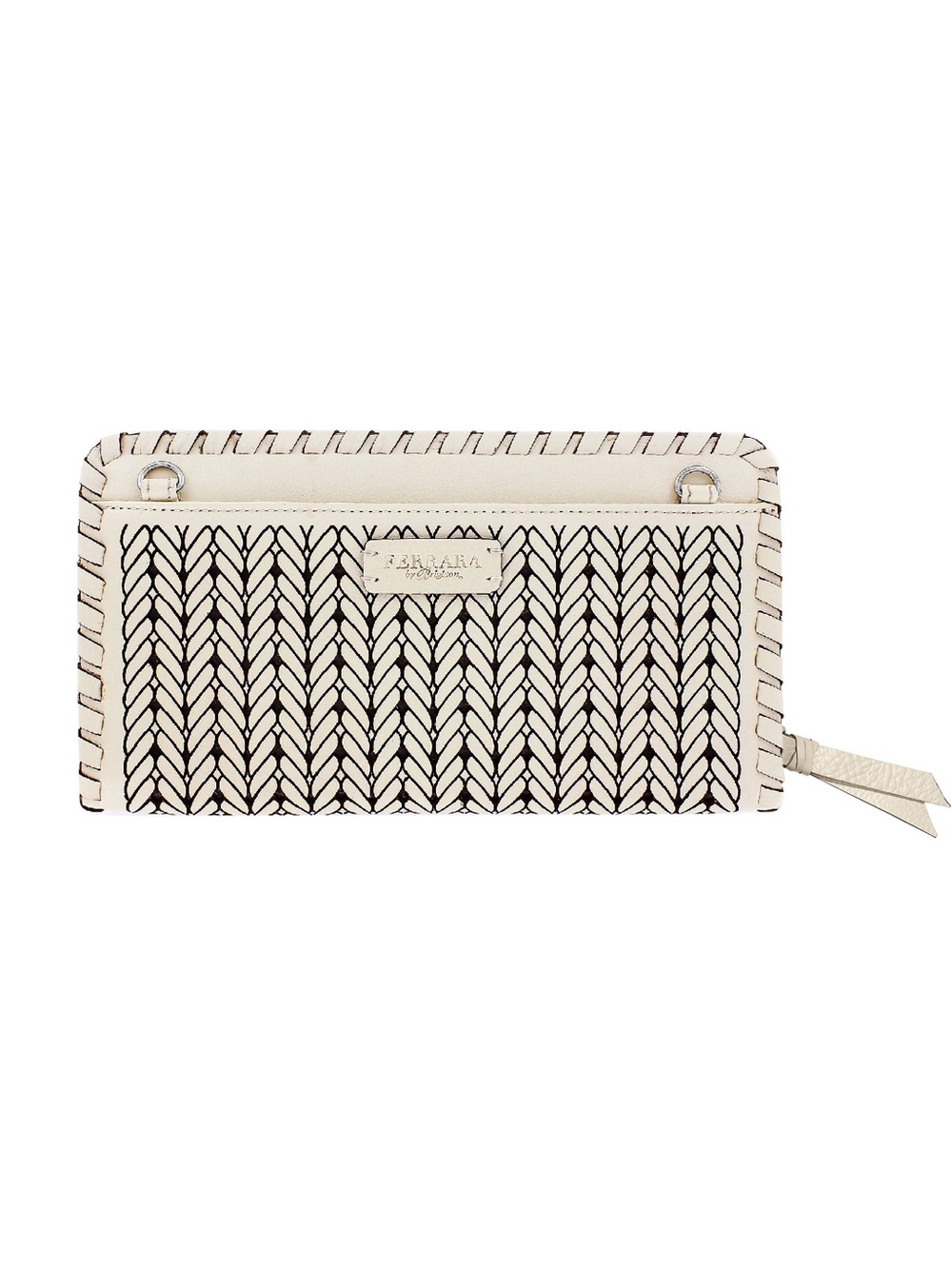 Brighton Ferrara Santorini Large Wallet Woven Leather Crossbody Bag